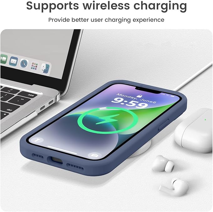 Vooii Compatible with iPhone 13 Pro Case, Liquid Silicone Upgrade [Camera Protection] [Soft Anti-Scratch Microfiber Lining] Shockproof Phone Case for iPhone 13 Pro 6.1 inch - Navy Blue