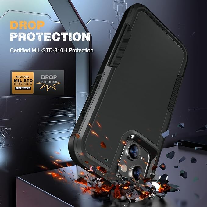 Diaclara Designed for iPhone 13 Case, [with Privacy Screen Protector] [Anti Spy] [Military Grade Drop Protection] Heavy Duty Full-Body Shockproof Phone Case, Black