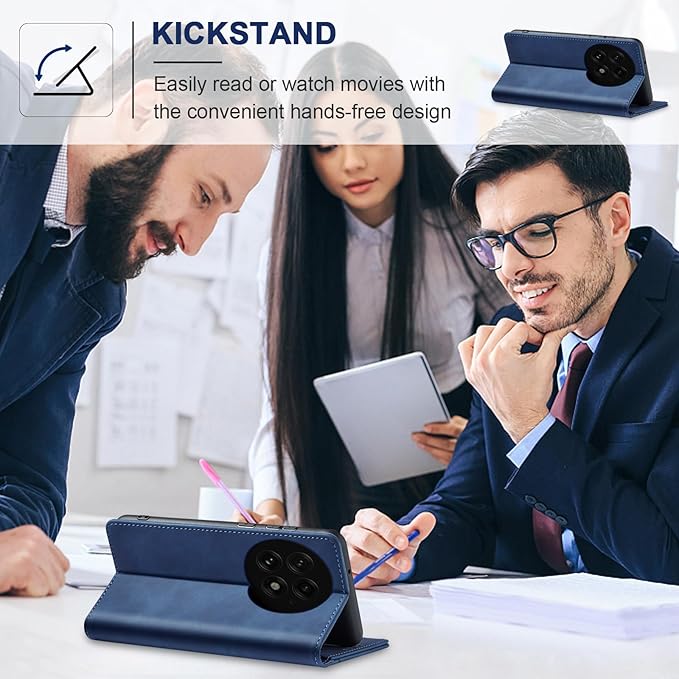 Jasonyu Flip Wallet Case for OnePlus 13 5G,Leather Magnetic Folio Cover with Card Holder,Kickstand - TPU Shockproof Durable Protective Phone Case,Blue