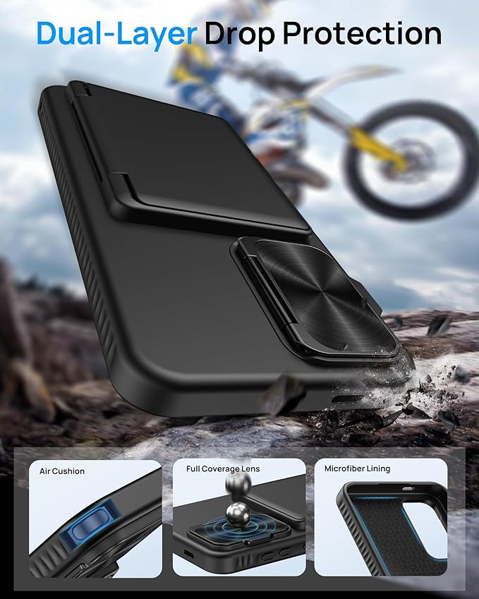 for Samsung Galaxy S24 Fe Case with Card Holder, Built-in & Kickstand & Camera Cover, Full Body Protective Rugged Multifunctional Wallet Stand Phone Cover Case for S24 Fe 6.7" 2024, Black