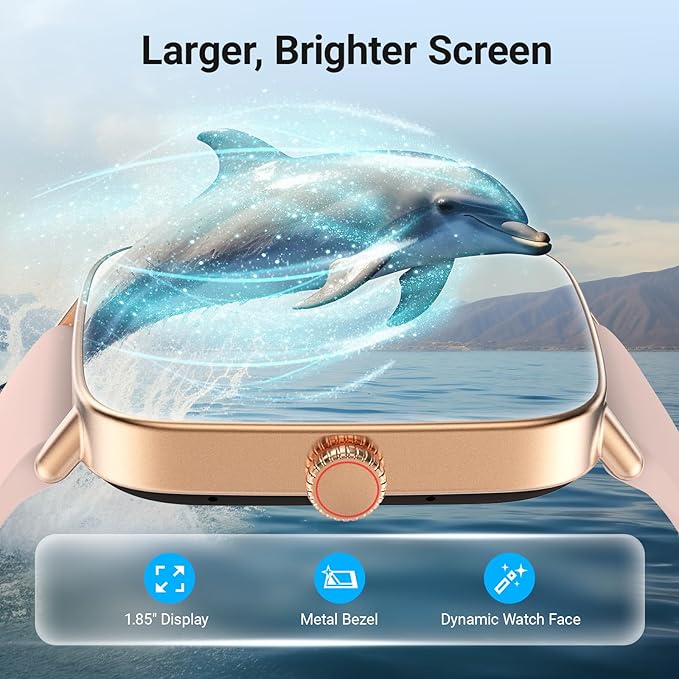 Fitpolo Smart Watch for Women, Stainless Steel Bezel Fitness Tracker (Make/Answer Calls), IP68 Waterproof, Heart Rate SpO2 Monitor, Sleep & Activity Tracking Smartwatch for Android Phones iPhone