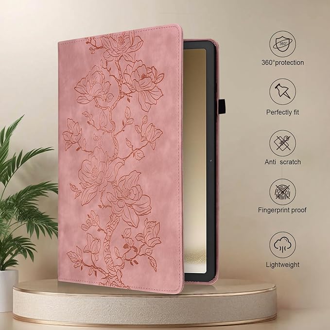 Case for Samsung Galaxy Tab A7 Lite 8.7 Inch 2021 (SM-T225/T220/T227), Slim PU Leather Folio Cover with Multi-Angle Stand and Pen Holder, Pink