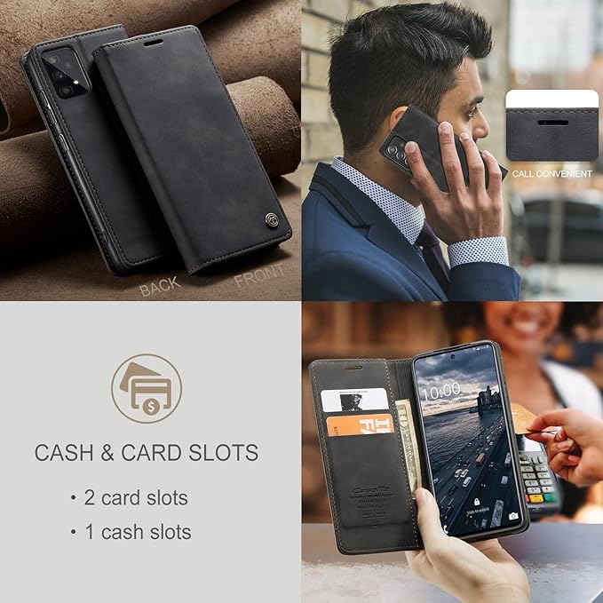 for Samsung Galaxy A33 5G Case, Flip Wallet Leather Case with Card Holder Magnetic Closure Shockproof Kickstand Protective Phone Cases Cover for Samsung A33 5G,Black