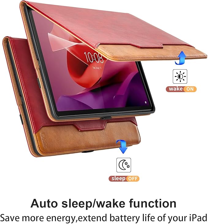 Case for Lenovo Tab P12/Xiaoxin Pad Pro 12.7 Inch 2023 (TB370FU) - PU Leather Business Folio Case with Pocket, Auto Wake/Sleep Smart Tablet Cover,Red