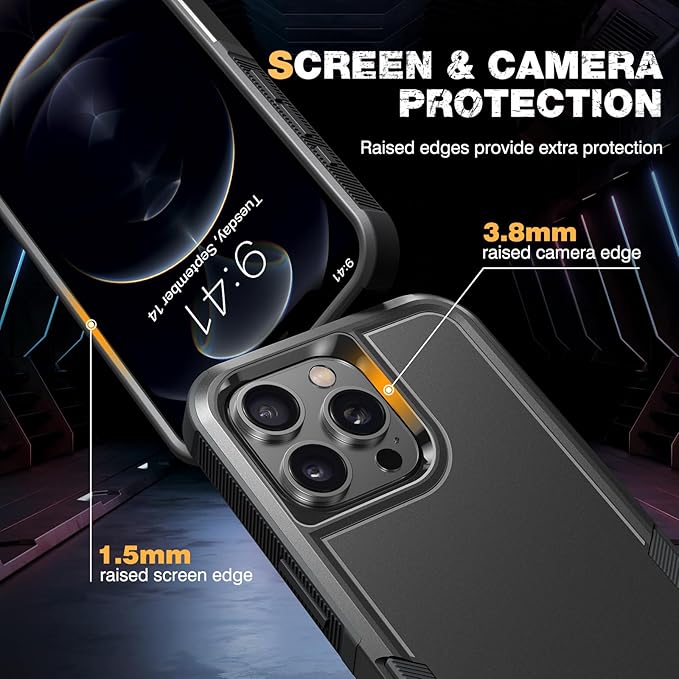 Diaclara Designed for iPhone 12 Pro Max Case, [with Privacy Screen Protector] [Anti Spy] [Military Grade Drop Protection] Heavy Duty Full-Body Shockproof Phone Case, Black