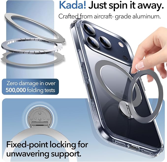 Anqrp 360° All-in-ONE Crystal Clear Case for iPhone 17 Pro Max with Rotatable Magnetic Stand, Compatible with Mag-Safe, Anti-Yellowing Transparent MIL-Grade Shockproof Phone Case Cover