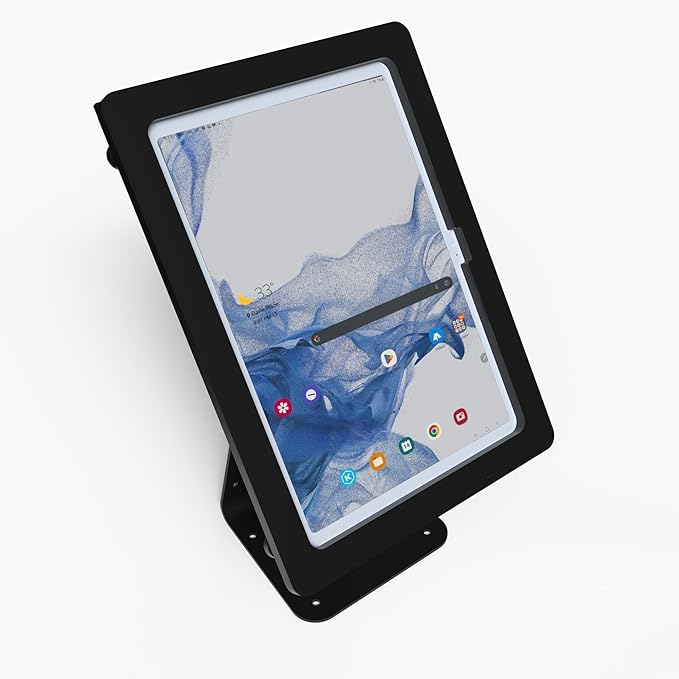 TABcare Anti-Theft Acrylic Case with 360 Rotate 180 Swivel Metal Desktop Stand & 90-Degree USB C Cable for Samsung Galaxy TAB 12.4" Tablet (Black, TAB S7+/S8+/S9+ 12.4 S7 FE S9 FE+)