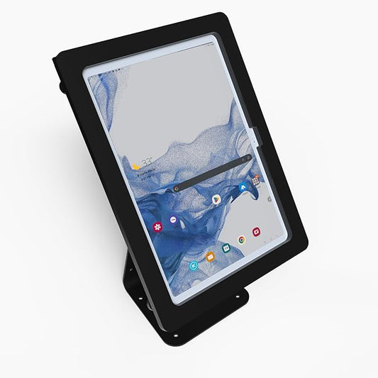 TABcare Anti-Theft Acrylic Case with 360 Rotate 180 Swivel Metal Desktop Stand & 90-Degree USB C Cable for Samsung Galaxy TAB 12.4" Tablet (Black, TAB S7+/S8+/S9+ 12.4 S7 FE S9 FE+)