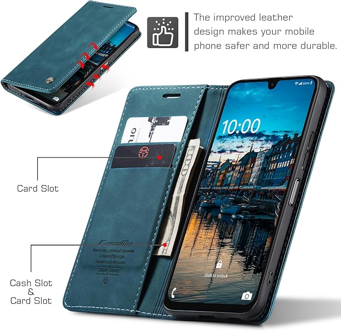 for Samsung Galaxy A16 5G Case, Flip Wallet Leather Case with Card Holder Magnetic Closure Shockproof Kickstand Protective Phone Cases Cover for Galaxy A16 5G / A16 4G, Blue-Green