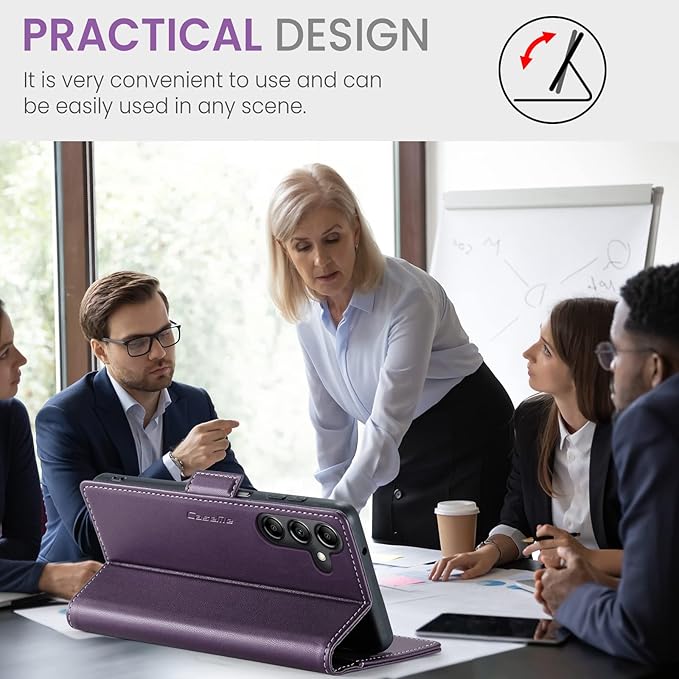 for Samsung Galaxy A14 4G/5G Case, Premium PU Leather Wallet Case Flip Cover with [RFID Blocking][Card Holder][Stand Function] Shockproof Protective for Samsung Galaxy A14, Purple