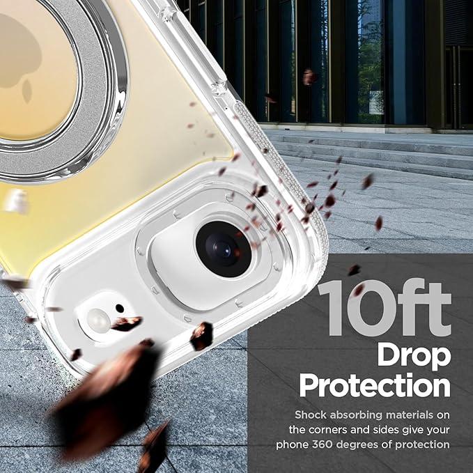 MOWIME Magnetic for iPhone Air Case with Stand [Compatible with Magsafe] [Cute Fashion Fluorescent Design] [1 Screen Protector] Slim Translucent Matte Case for iPhone Air 6.5" 2025, White