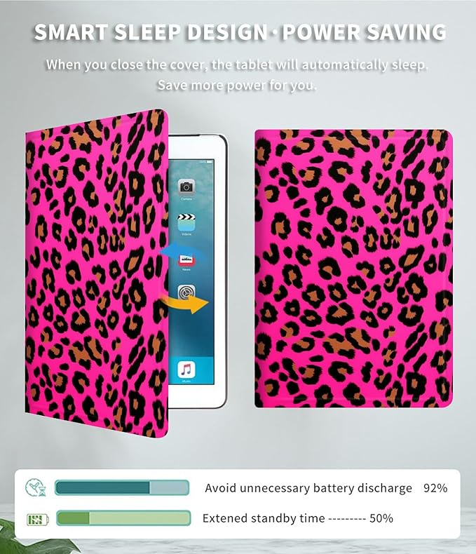 Case for Microsoft Surface Pro 7/7 Plus/Pro 6/5/4/LTE 12.3 Inch PU Leather Slim Lightweight Multiple Angles Stand Smart Cover with Auto Wake/Sleep, Pink Leopard Print