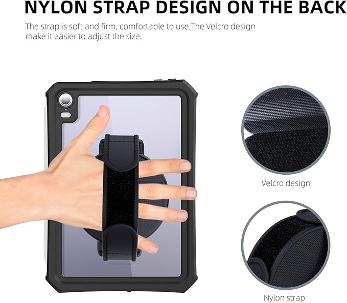Tablet Stand with Hand Strap - Universal Tablet Hand Strap Holder & Loop Fastening Handle Grip with Velcro Adjustable Length for iPad Pro 9-11 Inch iPad Mini 6/7 Samsung Tablets