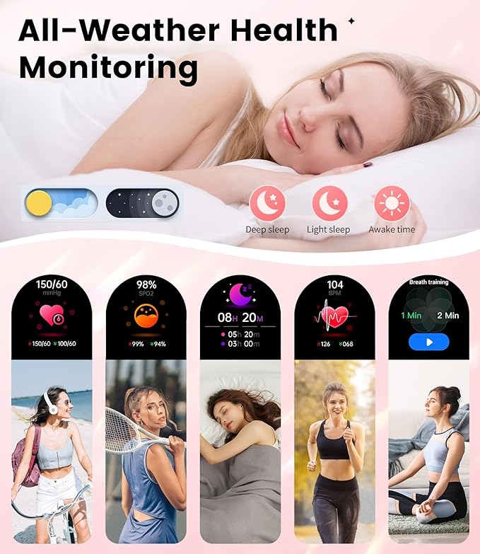 LIGE Smart Watches for Women (Answer/Make Call) with Diamonds，1.19” AMOLED Smartwatch,IP68 Waterproof Fitness Tracker 120 Sport Modes Pedometer for Android iOS,Sliver