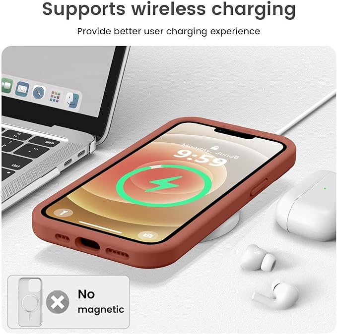 Vooii Compatible with iPhone 12 Case/iPhone 12 Pro Case, Liquid Silicone Upgrade [Soft Anti-Scratch Microfiber Lining] [Shockproof Drop Protection] Phone Case 6.1 inch - Caramel