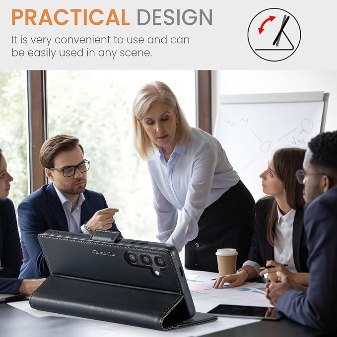 AUPAI for Samsung Galaxy S24 Plus Wallet Case with Credit Card Holder, PU Leather RFID Blocking Folio Flip Kickstand Magnetic Clasp Protective Phone case for Women Men Black