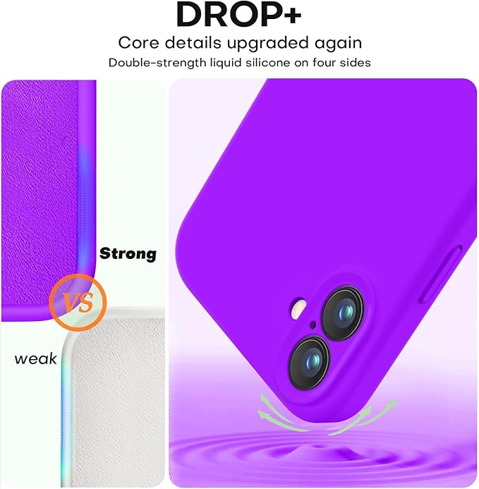 Vooii Compatible with iPhone 16 Plus Case, Liquid Silicone Upgrade [Camera Protection] [Soft Anti-Scratch Microfiber Lining] Shockproof Phone Case for iPhone 16 Plus 6.7 inch - Neon Purple