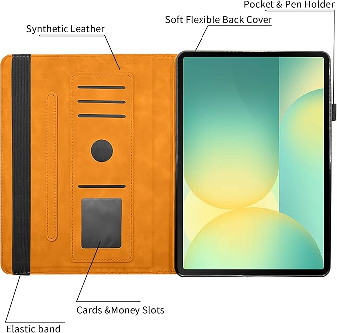 Rotating Case for Samsung Tab S10 Lite /S10 Fe/S9 Fe 10.9 Inch /S9 Tab 360° Rotating Cover Multi-Angle Viewing Stand Auto Wake/Sleep PU Leather Business Folio Protective Cases, Orange