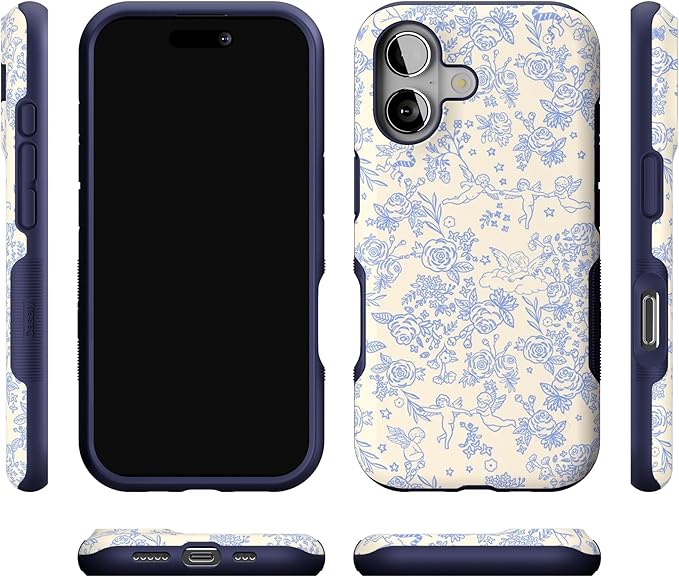 Casely iPhone 17 Case | Cupid's Canvas | Periwinkle Floral | Bold Protective Design | Compatible with MagSafe