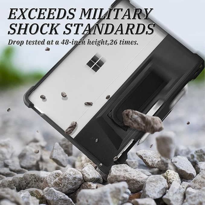 Microsoft Surface Pro 11/10/9 Case with Hand & Shoulder Strap, Pen Holder, Compatible with Type Cover Keyboard Rugged Protective Cover