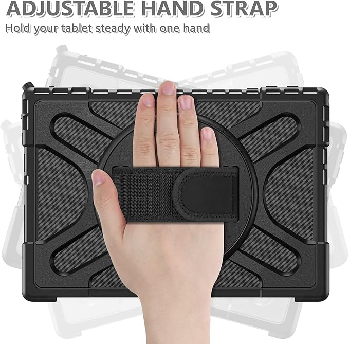 Junfire Surface Pro 7 Plus Case with Keyboard - Surface Pro 7/6/5/4 Shockproof Rugged Case with Kickstand Hand Strap & Keyboard- Black