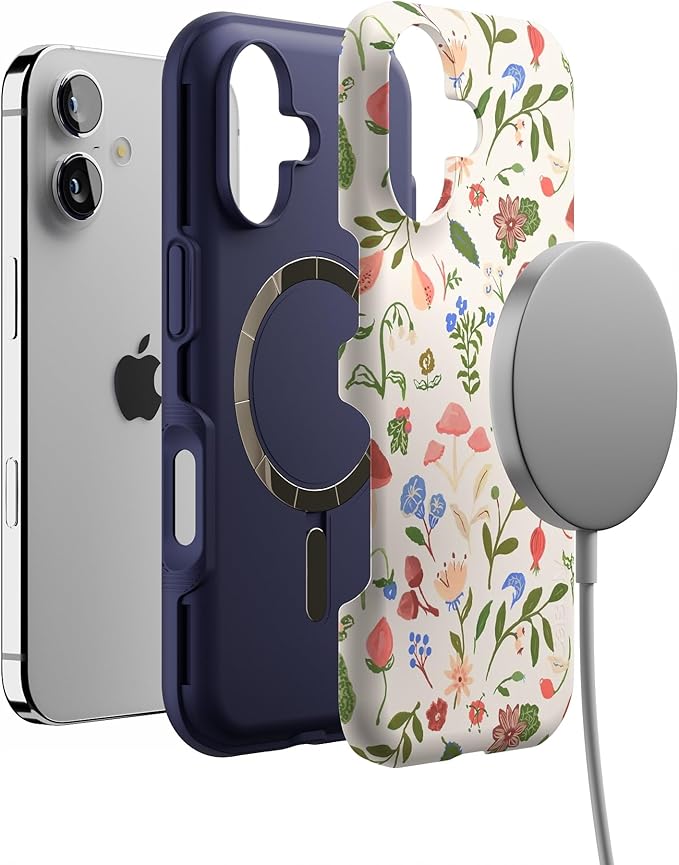 Casely iPhone 17 Case | Garden Party | Mushroom Floral | Bold Protective Design | Compatible with MagSafe