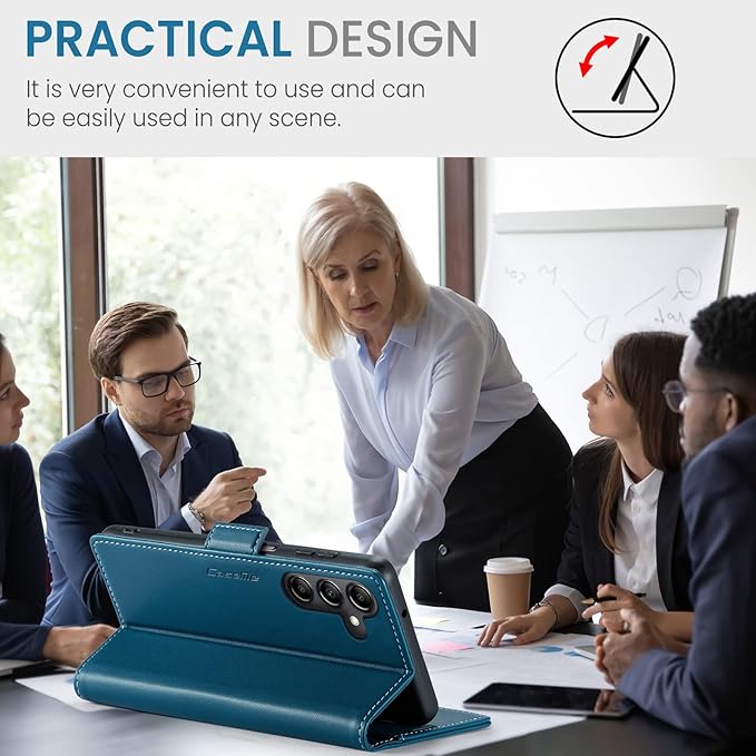 for Samsung Galaxy A14 4G/5G Case, Premium PU Leather Wallet Case Flip Cover with [RFID Blocking][Card Holder][Stand Function] Shockproof Protective for Samsung Galaxy A14, Blue