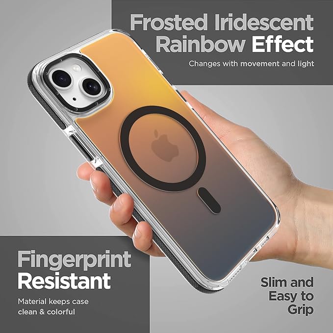 MOWIME Magnetic Case for iPhone 15 Plus [Compatible with Magsafe] [Cute Fashion Fluorescent Design] [1 Screen Protector] Slim Translucent Matte Case for iPhone 15 Plus 6.7" 2023, Black