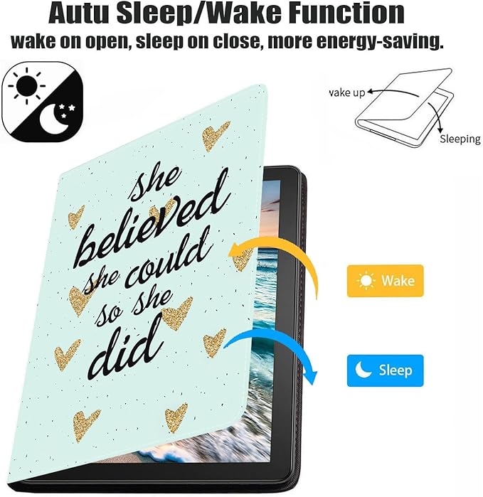 Case for Samsung Galaxy Tab A7 10.4 inch 2022/2020 (SM-T500/T503/T505/T507/T509), Premium PU Leather Stand Folio Cover with Auto Sleep/Wake, She Believed She Could So She Did Inspirational Quote