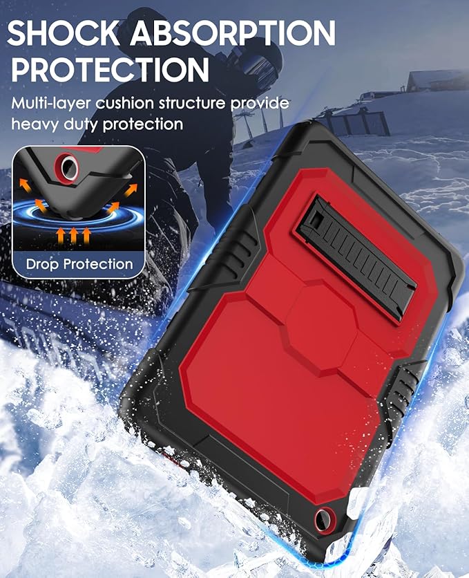 OKP Case for New Samsung Galaxy Tab A9+/ A9 Plus 11 Inch 2023 (SM-X210/X216/X218), Heavy Duty Shockproof Rugged 11" Galaxy A9+ Tablet Protective Cover with Kickstand for Kids Boys Girls, Black+Red