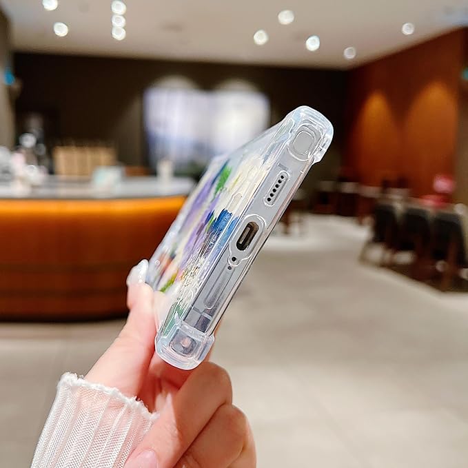 Compatible with Samsung Galaxy S24 Ultra Case Cute Pressed Dried Real Flowers Design Women Girly Shockproof Soft TPU Floral Clear Phone Cover for Galaxy S24 Ultra (Purple Flower)