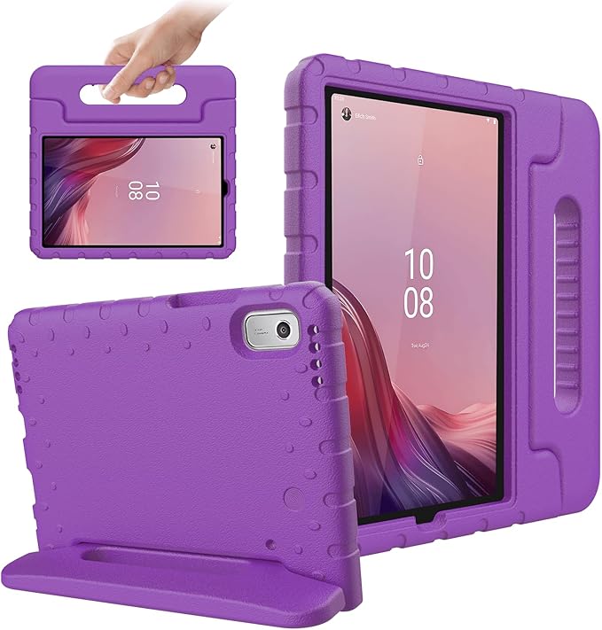 for Lenovo Tab M9 Case, New Kids Heavy Duty Cover with Convertible Handle Stand for Lenovo Tab M9 9.0 Inch 2023, Purple