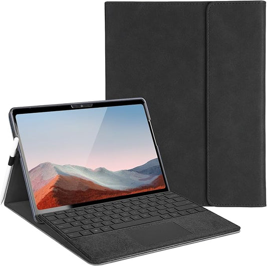 Case for 10-inch Microsoft Surface Go 4/3/2/1, Multiple Angle Viewing, Stylus Holder, Light Heat Dissation, Compatible with Type Cover Keyboard, Black