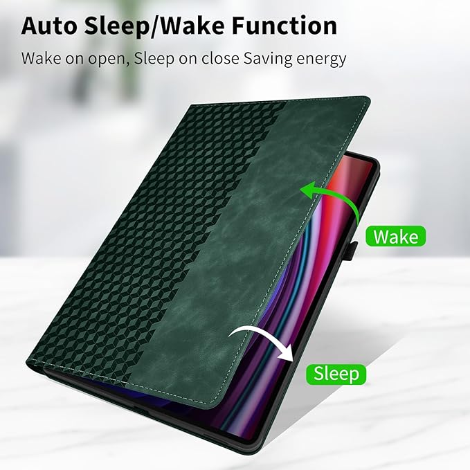 Case for Samsung Galaxy Tab S10 Plus 2024/ S9 Plus/S9FE Plus 12.4,360 Degree Rotating PU Leather Folio Protective Cover with Auto Sleep/Wake,Card Holder&Shoulder Strap for Woman Man,Green