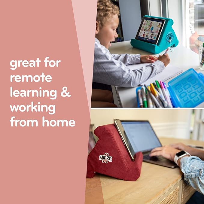 Flippy Tablet Pillow Stand and Holder for Lap, Desk and Bed, Multi-Angle with Storage, Compatible with Kindle, Fire, Samsung Galaxy, iPhone 13 pro, 12