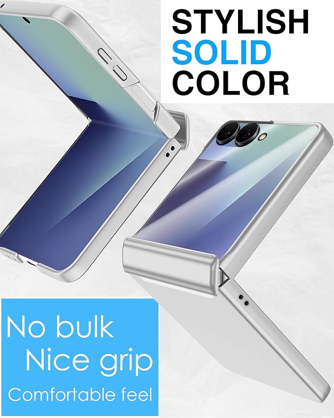 STORMTAL for Samsung Galaxy Z Flip 7 Case, Hinge Protection, Built-in Screen Protector, Wireless Charging, Shockproof, Slim Rugged Phone Protective Case for Galaxy Z Flip 7 Silver