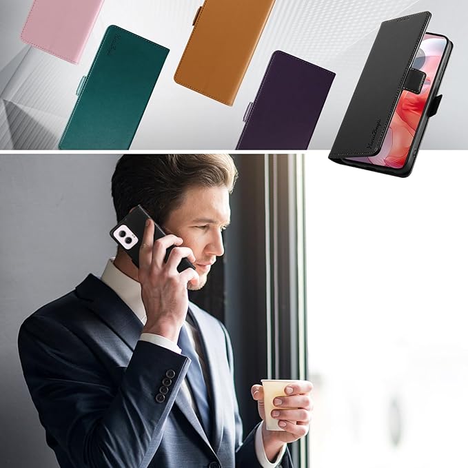 Wallet Flip Case for Moto G Power (2024) - [RFID Blocking] Luxury PU Leather Card Holder Magnetic Phone Cover with Kickstand,Shockproof Protective Case,Black