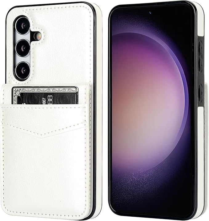 KIHUWEY for Samsung Galaxy S24 Case Wallet with Credit Card Holder, Flip Premium Leather Magnetic Clasp Kickstand Heavy Duty Protective Cover for Samsung Galaxy S24 6.2" (White)