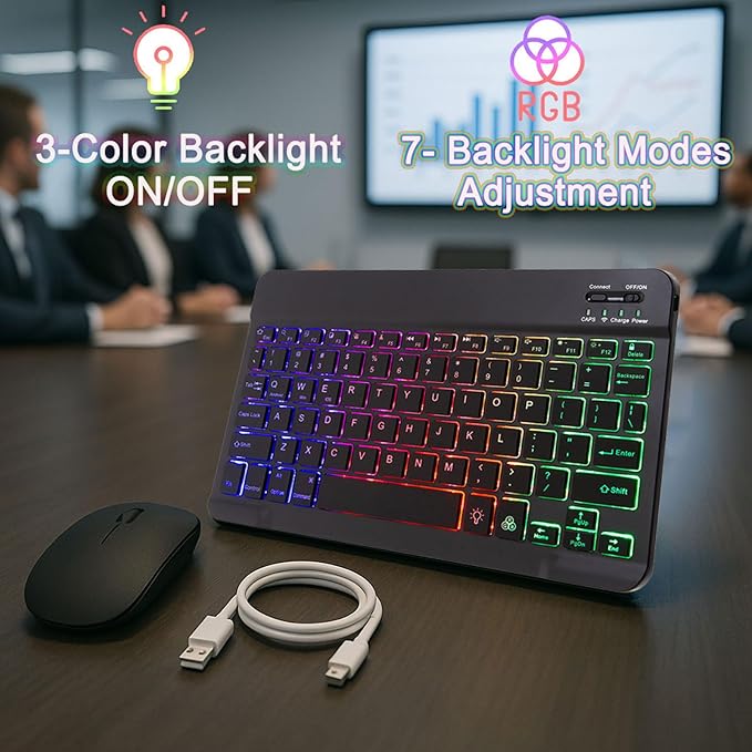 Keyboard Case for Lenovo Tab M11/Tab K11 LTE 2024 11 Inch TB330FU/TB330XU, Backlit Wireless Bluetooth Keyboard with Mouse, Slim Protective Cover & Multi-Angles Viewing Stand