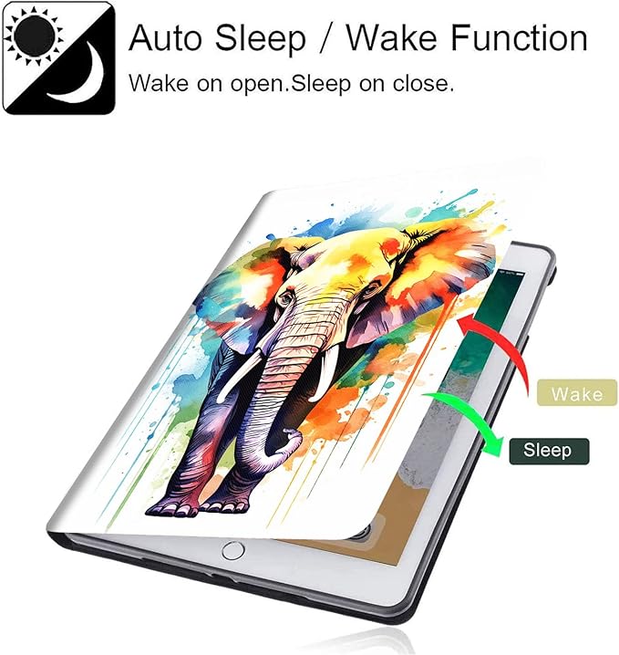 Case for Galaxy Tab A9 Plus ， Auto Sleep/Wake Multi-Angle Viewing Slim Folio Stand Cover for Samsung Galaxy Tab A9+/A9 Plus 11 Inch 2023 (SM-X210/X216/X218), Watercolor Elephant