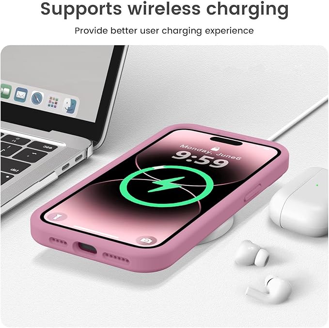 Vooii Compatible with iPhone 14 Pro Case, Liquid Silicone Upgrade [Camera Protection] [Soft Anti-Scratch Microfiber Lining] Shockproof Phone Case for iPhone 14 Pro 6.1 inch - Lavender Purple