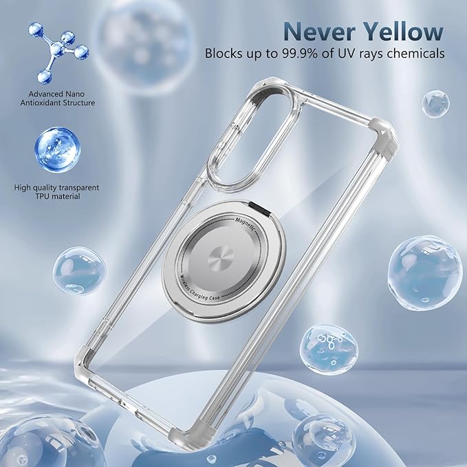 for Samsung Galaxy S25 Edge Case Compatible with MagSafe Magnetic,with Screen Protector,with Kickstand Ring Military Grade Drop Heavy Duty Protection Shockproof for S25 Edge Phone Case Clear