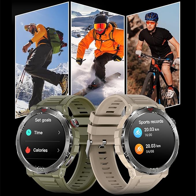 Smart Watch 1.43" AMOLED Display, Bluetooth Calling, IP68 Waterproof, Heart Rate Monitoring, Sleep Monitoring，Multi-Sport Fitness Tracking, Voice Assistant (Yellow)