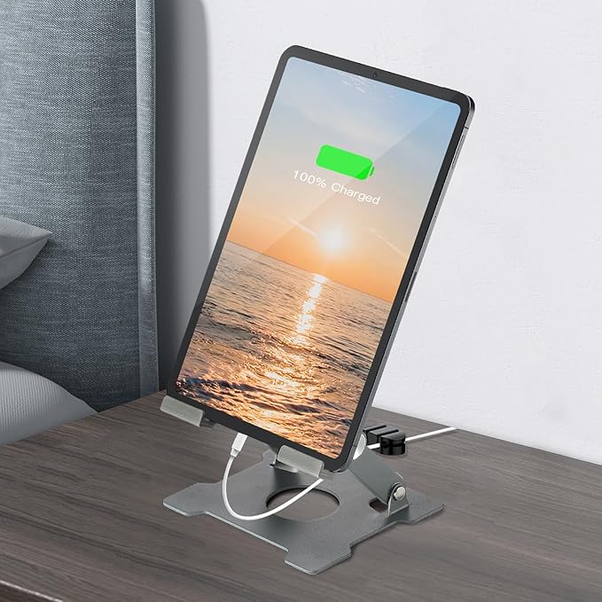 KABCON Tablet Stand,Tablet Holder for iPad,Adjustable Portable Multi Angle Desktop Stand Compatible with iPad Pro 9.7 10.5 12.9 Air Mini 1-4,Galaxy Tabs,Surface Pro Tablets,Kindle,E-Reader,Nexus-Grey