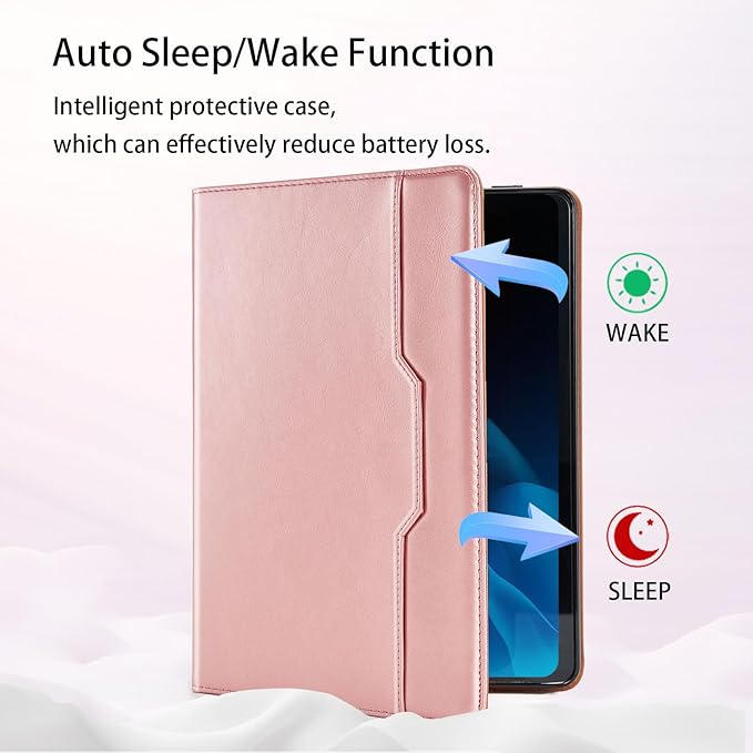 Cover for Samsung Galaxy Tab A9 Plus/A9+ 11 Inch 2023 (SM-X210/SM-X216/SM-X218) Case with Multi-Angle Viewing Stand, Hand Strap, Rose Gold