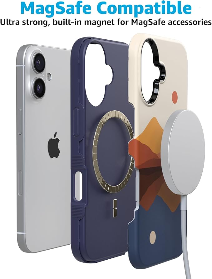 Casely iPhone 17 Case | Opposites Attract | Day & Night Colorblock Mountains | Compatible with MagSafe | Bold Protective Design