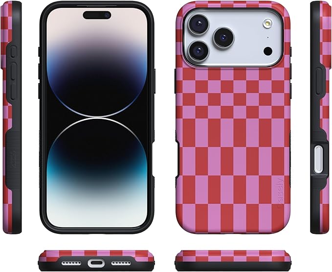 Casely iPhone 17 Pro Case | Vibe Check | Pink Checkerboard | Compatible with MagSafe | Bold Protective Design