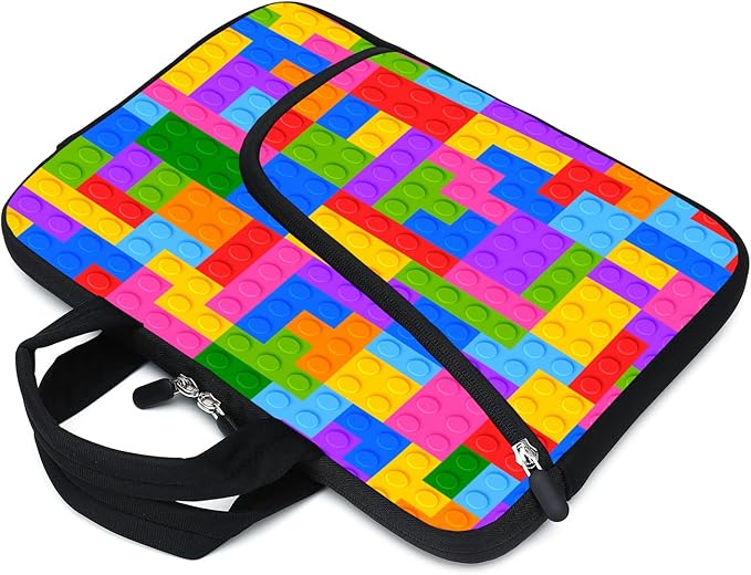11.6-12.2 Inch Laptop Sleeve Case With Two Pockets - Chromebook, Ultrabook, Notebook, Tablet Neoprene Handle Case for Apple MacBook Air, Samsung, Acer, HP, DELL (Puzzle)