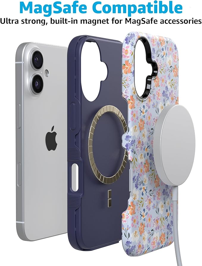 Casely iPhone 17 Case | Poppy Meadows | Pastel Floral | Compatible with MagSafe | Bold Protective Design