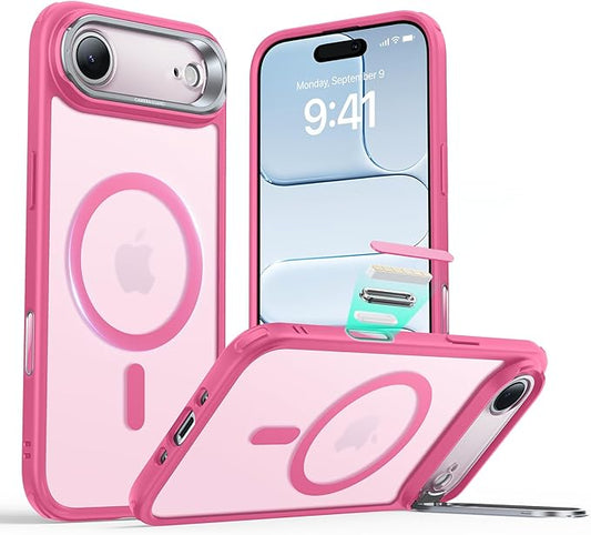 ESR for iPhone Air Case with Stand, Camera Control Cover Compatible with MagSafe, Military-Grade Drop Protection Magnetic Phone Case for iPhone 17 Air Case, Scratch-Resistant Back Cover,Frosted Pink
